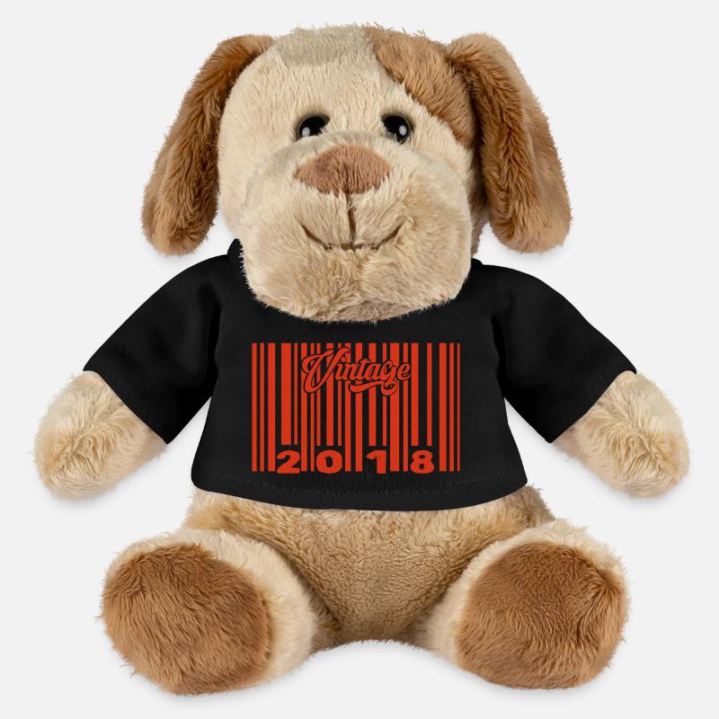 vintage 2018 né en 2018 7 ans bar code anniversair - Chien en peluche Helge MiniFeet® - noir