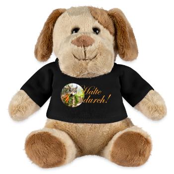 persévérant créativement son chien avec une carotte dans la gueule - Chien en peluche Helge MiniFeet® - noir - Devant