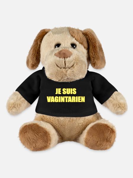 JE SUIS VAGINTARIEN - Chien en peluche Helge MiniFeet® - noir