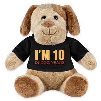 Ich bin 10 In Hundejahren T-Shirts | Lustiger 70. Geburtstag - MiniFeet® Hund Helge - Schwarz - Vorne