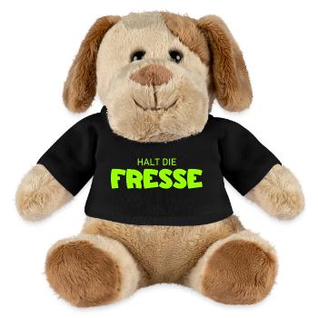 Halt die Fresse - Cooler Spruch - MiniFeet® Hund Helge - Schwarz - Vorne