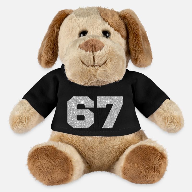 Nummer 67 Silberglitter - 67. Jahrestag - MiniFeet® Hund Helge - Schwarz