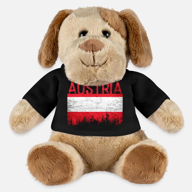 Style drapeau australien avec silhouette de ville - Chien en peluche Helge MiniFeet® - noir