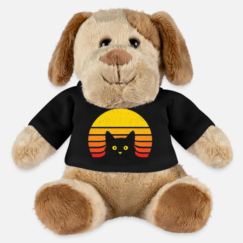 Chat silhouette au soleil rétro - Chien en peluche Helge MiniFeet® - noir