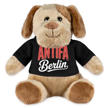 Antifa Berlin - T-shirt antifasciste - Chien en peluche Helge MiniFeet® - noir - Devant
