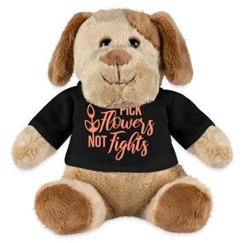Cueillez des fleurs, pas des disputes, fleurs Paix Logo drôle - Chien en peluche Helge MiniFeet® - noir - Devant