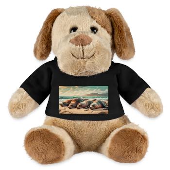 Niedliche Tiere chillen – Seelöwe schläft am Strand - MiniFeet® Hund Helge - Schwarz - Vorne