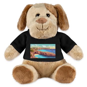 Insel Comino, Malta - Pixel Art - MiniFeet® Hund Helge - Schwarz - Vorne