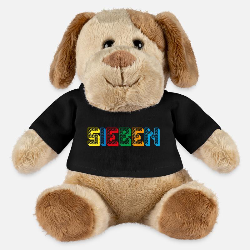 Kinder 7 Jahre Bausteine 7. Geburtstag - MiniFeet® Hund Helge - Schwarz