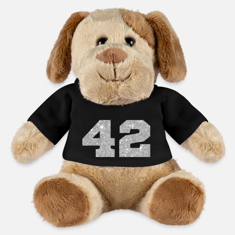 Nummer 42 Silberglitter - 42. Jahrestag - MiniFeet® Hund Helge - Schwarz
