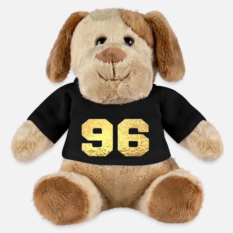 Numéro 96 paillettes doré - 96e anniversaire - Chien en peluche Helge MiniFeet® - noir