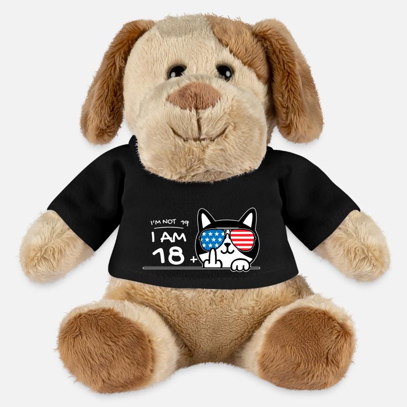 Ich bin nicht 19, ich bin 18 plus 1 Mittelfinger Katzenflip - MiniFeet® Hund Helge - Schwarz