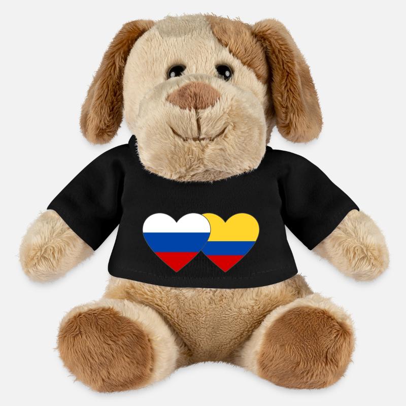 Russie Colombie Drapeau Coeur - Chien en peluche Helge MiniFeet® - noir