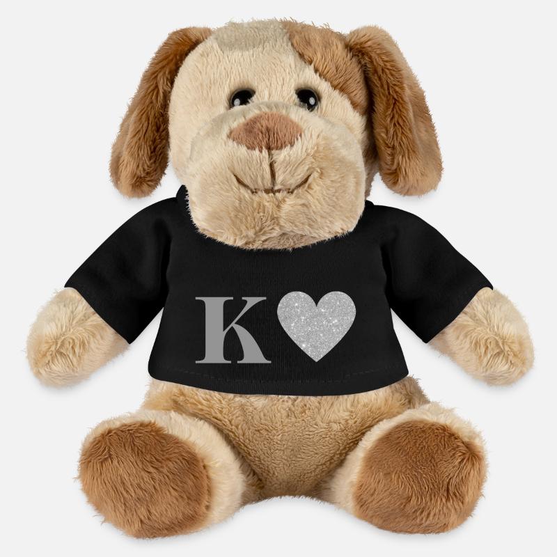 Silbernes Herz Buchstabe k - MiniFeet® Hund Helge - Schwarz