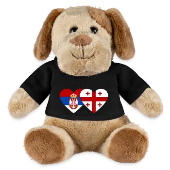 Serbie Géorgie Drapeau Coeur - Chien en peluche Helge MiniFeet® - noir - Devant