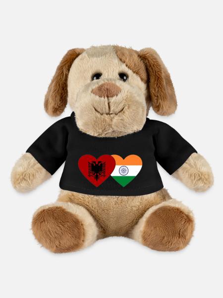 Albania India Flag Heart - MiniFeet® Dog Helge - black