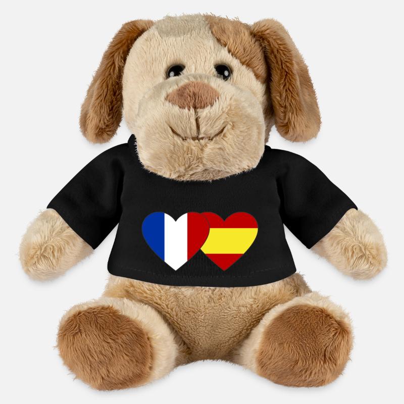 Frankreich Spanien Flagge Hände Herzform - MiniFeet® Hund Helge - Schwarz