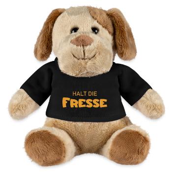 Halt die Fresse - Cooler Spruch - Schweigen - MiniFeet® Hund Helge - Schwarz - Vorne