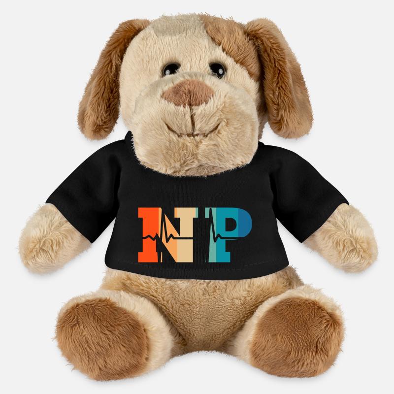 Battement de cœur rétro nurse practitioner - Chien en peluche Helge MiniFeet® - noir