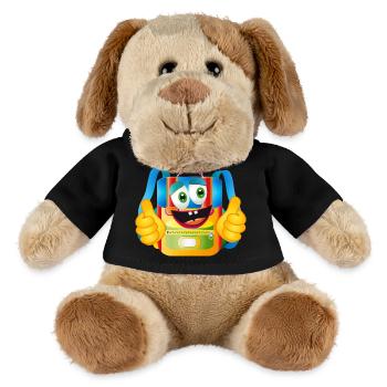 Lustiger Comic-Schulranzen mit Daumen hoch - MiniFeet® Hund Helge - Schwarz - Vorne
