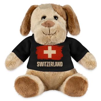 Grunge-Flagge der Schweiz, Schweizer Stolz - MiniFeet® Hund Helge - Schwarz - Vorne