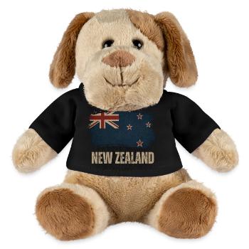 Drapeau Grunge de la Nouvelle-Zélande - Chien en peluche Helge MiniFeet® - noir - Devant