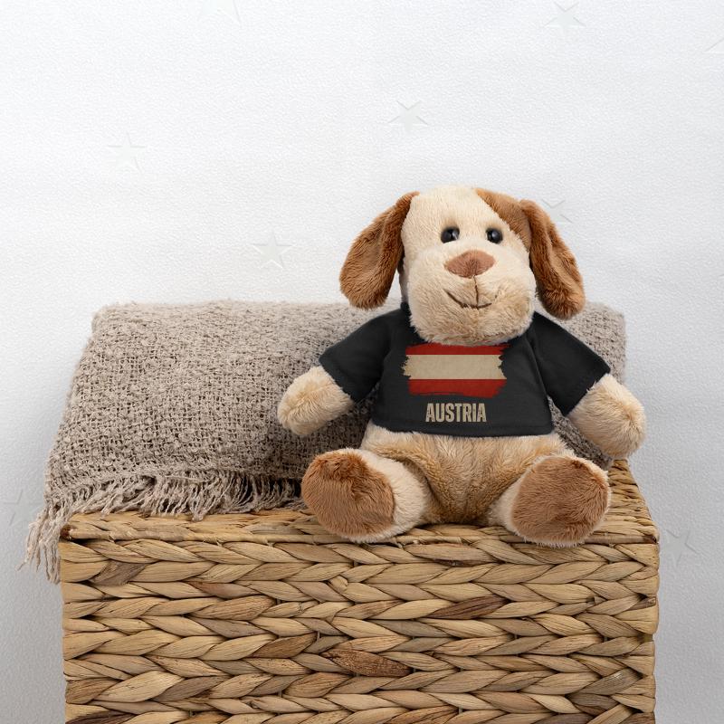 Drapeau grunge autrichien, fierté autrichienne Chien en peluche Helge MiniFeet®