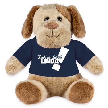 Prénom Linda - Chien en peluche Helge MiniFeet® - bleu marine - Devant