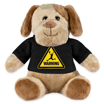 Warning Basketball Sportler Warnschild - MiniFeet® Hund Helge - Schwarz - Vorne