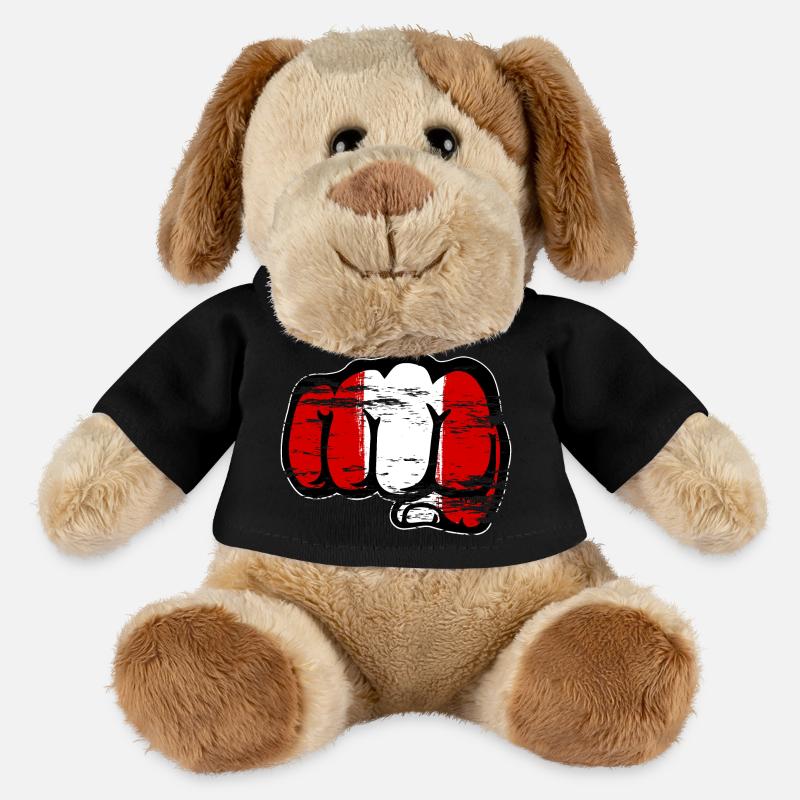 Pérou drapeau poing à la main utilisé - Chien en peluche Helge MiniFeet® - noir