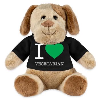 I LOVE VEGETARIAN Vegetarisch Hashtag - MiniFeet® Hund Helge - Schwarz - Vorne