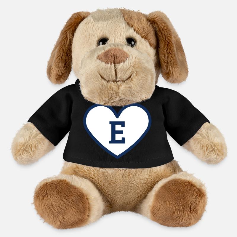Buchstabe e Herz Sport Trend blau - Geschenkidee - MiniFeet® Hund Helge - Schwarz