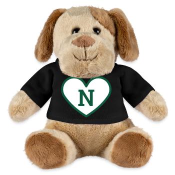 Lettre n cœur sport tendance vert - idée cadeau - Chien en peluche Helge MiniFeet® - noir - Devant