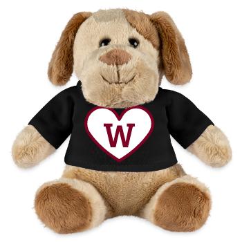 Lettre w cœur sport tendance bordeaux -idée cadeau - Chien en peluche Helge MiniFeet® - noir - Devant