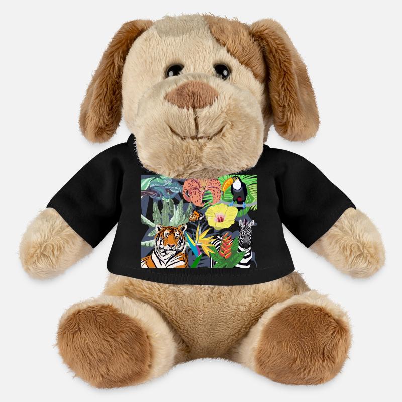 Dschungelbild Tiger Tukan und Zebra - MiniFeet® Hund Helge - Schwarz