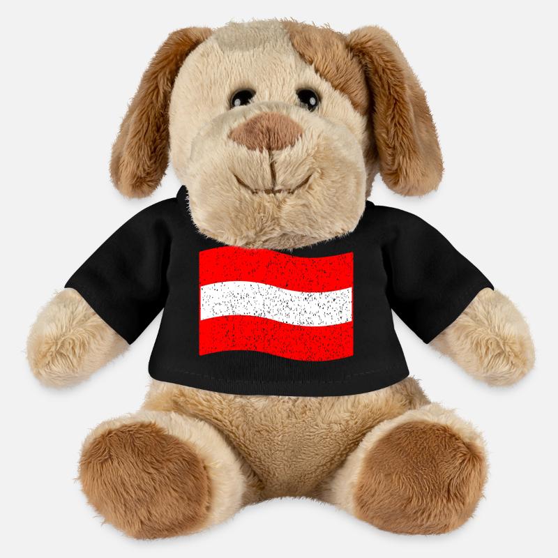Drapeau vintage de l’Autriche - Chien en peluche Helge MiniFeet® - noir