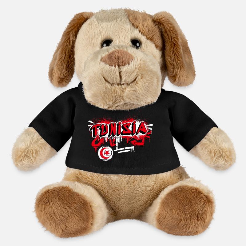 Design du drapeau graffiti de la Tunisie - Chien en peluche Helge MiniFeet® - noir