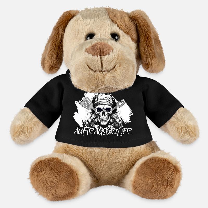 Aufragsgriller Skull BBQ Geschenk Grillschürze - MiniFeet® Hund Helge - Schwarz