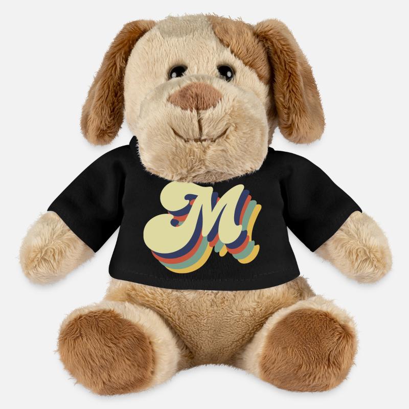 Retro M Buchstabe - MiniFeet® Hund Helge - Schwarz