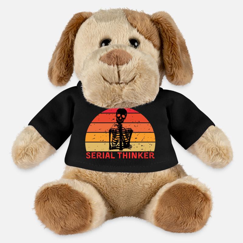 Penseur en série squelette Penser Rétro coucher de soleil - Chien en peluche Helge MiniFeet® - noir
