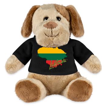 Map of Lithuania, flag of Lithuania - MiniFeet® Dog Helge - black - Front