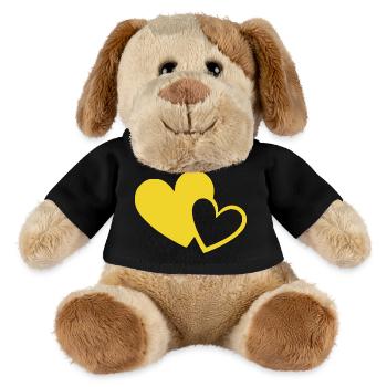 gelbes Herz gelb gekbe Herzen Herzmuster - MiniFeet® Hund Helge - Schwarz - Vorne