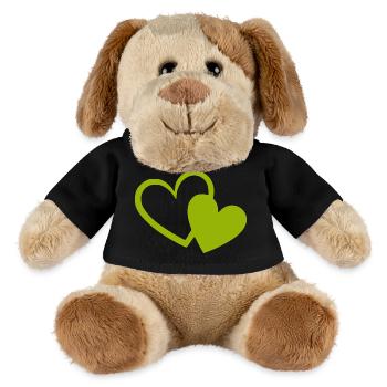 Cœur vert motif de cœurs verts - Chien en peluche Helge MiniFeet® - noir - Devant