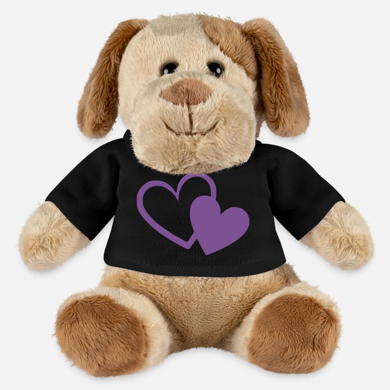 violettes Herz zwei violette Herzen Geschenk  - MiniFeet® Hund Helge - Schwarz