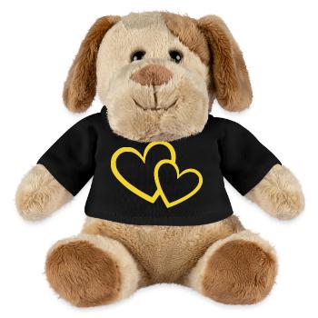 gelbes Herz gelb Herzmuster Geschenk Valentinstag - MiniFeet® Hund Helge - Schwarz - Vorne