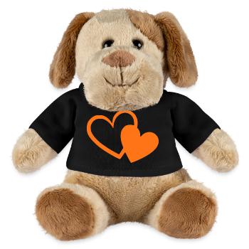 orangenes Herz orangen Geschenk Valentinstag - MiniFeet® Hund Helge - Schwarz - Vorne