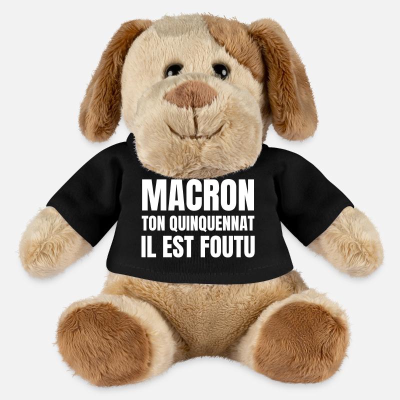Macron, réforme des retraites - Chien en peluche Helge MiniFeet® - noir