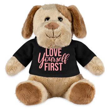 Love Yourself First Selbstliebe Selbstfürsorge - MiniFeet® Hund Helge - Schwarz - Vorne