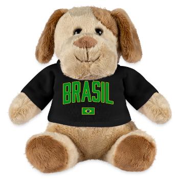 Brasil Vintage Schriftzug mit Flagge - MiniFeet® Hund Helge - Schwarz - Vorne