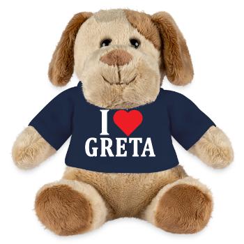 t-shirt I love Greta t-shirt gift idea - MiniFeet® Dog Helge - french navy - Front
